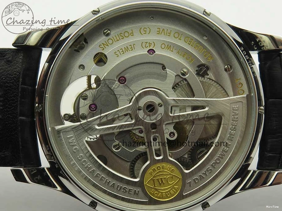 MIROTIME 0106 Portuguese Tourbillon IW5046 SS ZF Best Edition Gray Dial on Black Leather Strap SunProtective 7147